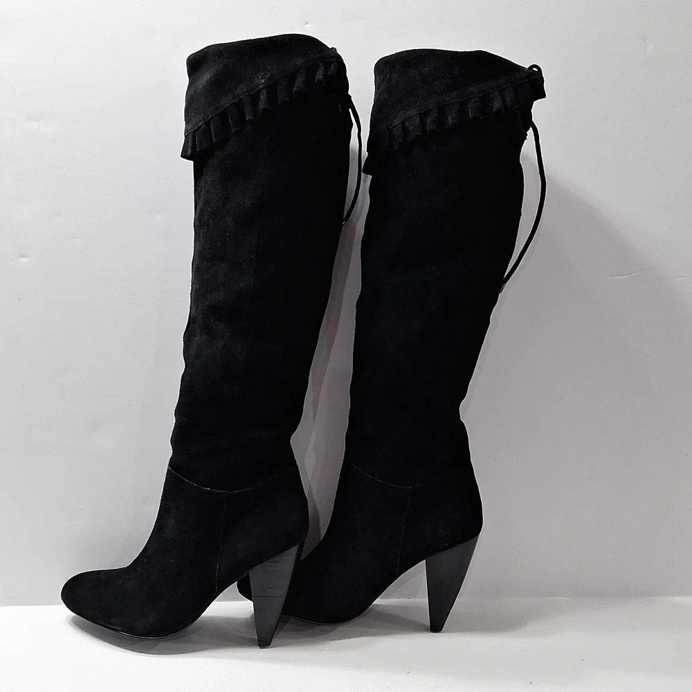 BCBGeneration Black Suede Leather Whimsigoth Over The Knee Boots Size 5.5B